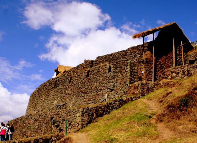 Ramparts above homes and terraces, Pisac, Peru