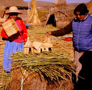 Layers of reeds are cross-thatched over the floating block before home construction.