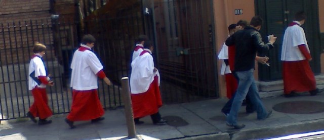 Choirboys near St. Louis Cathedral, Jackson Square, New Orleans