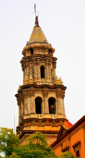 Belltower of Templo del Carmen, Plaza de las Armas, San Luis Potosí, Mexico 