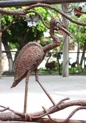 Metal sculpture on Plaza gazebo railing, Ajijic, Jalisco