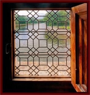 River view from gallery bridge, Château Chenonceau.