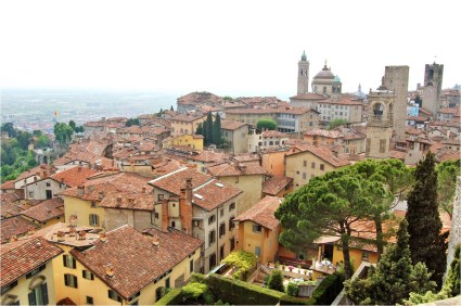 View from above the Citta' Alta, Bergamo, Italy