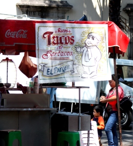 Barbacoa (barbecue) taco stand in Guadalajara's Parque Revolución.