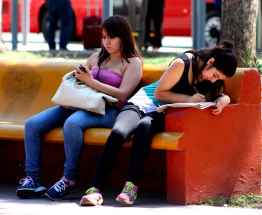Doing homework in Guadalajara's Parque Revolución.