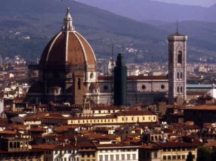 Duomo and baptistry mark the signature skyline of Florence, Italy.