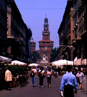 Sforza castle tower entrance, Milano. Italy.