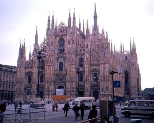 Front facade of the Duomo, Milano, Italy.