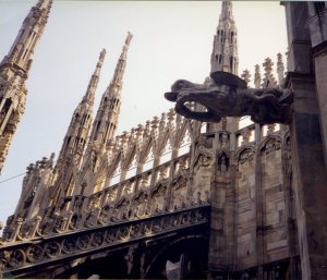 Facade detail, Duomo, Milano. Italy.