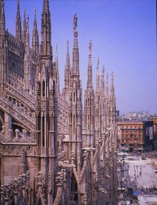 Rooftop view of the city, Duomo, Milano. Italy.